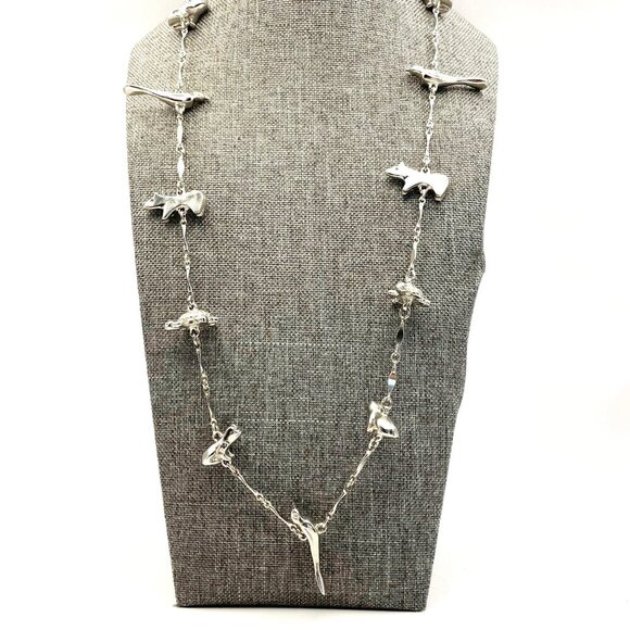 Vtg Wirth of California Necklace Multiple Charms Silver Tone Turtle Frog Bird - Picture 1 of 7